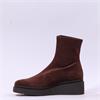 Miss Elastic Platform Wedge Ankle Boot - Brown Stretch